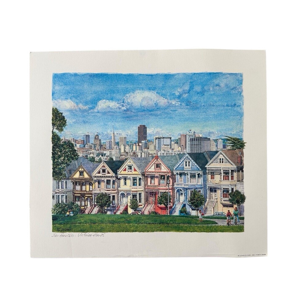 San Francisco Victorian Houses Print by G.T. Abbott 2002 Clover Editions Artwork